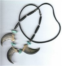 Three Bear Claw Necklace with Turquoise Nuggets
