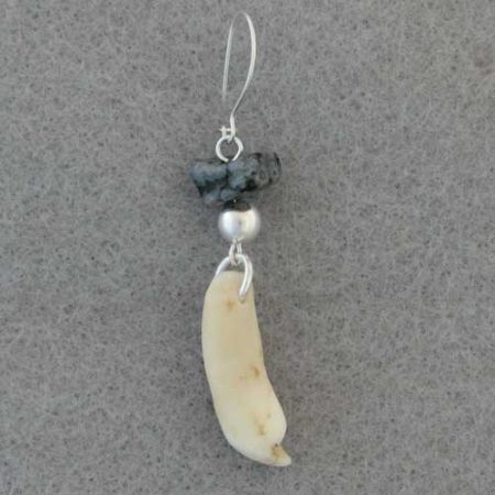 Bear Tooth and Gemstone Earring