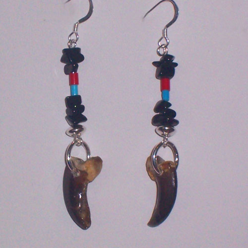 Alaskan Wolf Claw and Gemstone Earrings