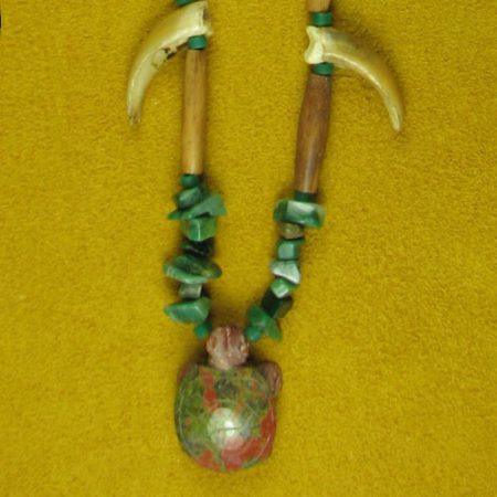 Turtle Claw & Gemstone Turtle with Gemstone Chips Necklace