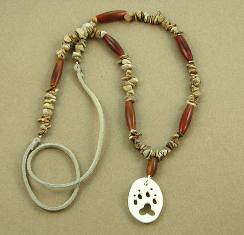 Bone Animal Cutout & Gemstone Chips Necklace 110