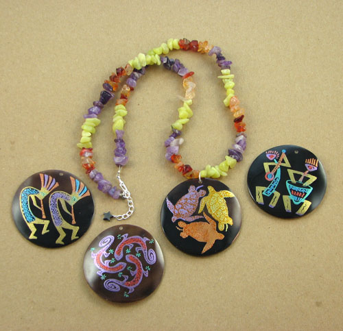 Shell Focal and Gemstone Chips Necklace