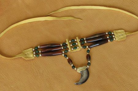 Three Strand Amber Horn & Bear Claw Choker