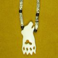 Bone Animal Cutout with Carved Bone Hair Pipes & Onyx Gemstone Beads Necklace 128