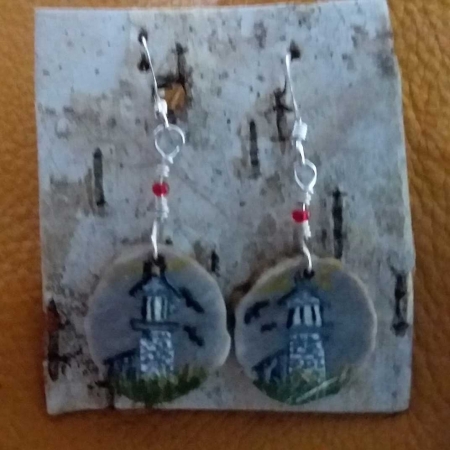 Deer Antler Disc Earrings - Lighthouse