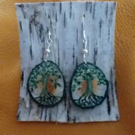 Deer Antler Disc Earrings - Spring Tree Of Life